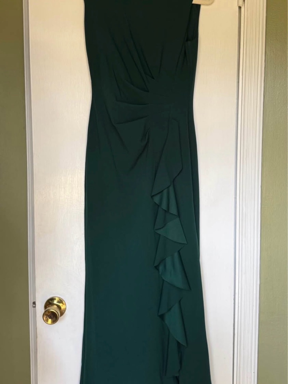 belk Dark Green Ruffle Maxi Dress